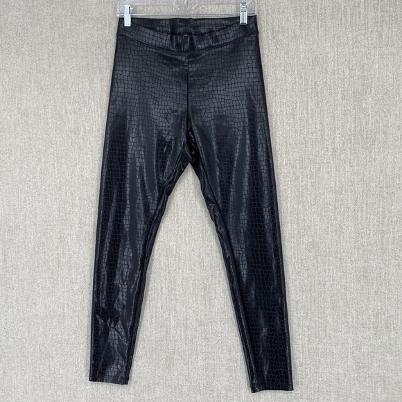 Express Leggings Womens Small Black Coated Pull On Animal Skin Stretch Party NEW - Picture 1 of 10